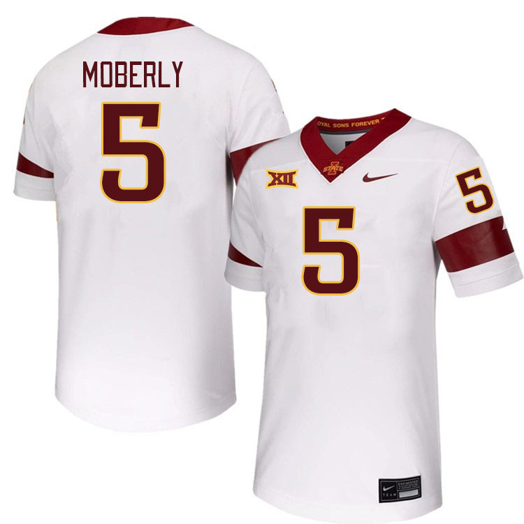 Men #5 Connor Moberly Iowa State Cyclones College Football Jerseys Stitched-White